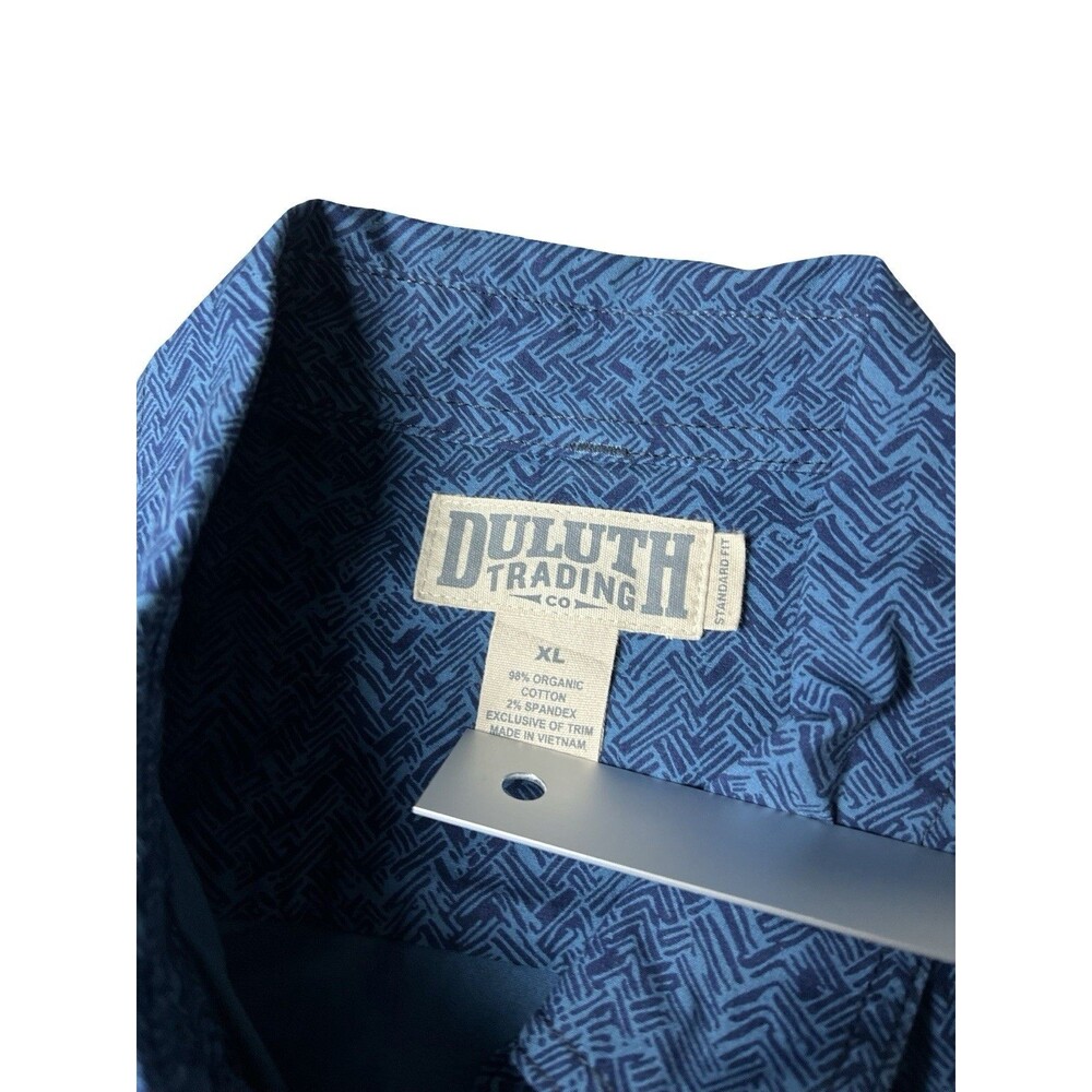 Duluth Mens Size XL Mens Canyoneer Long Sleeve Button Down Shirt Blue Zip Pocket - Picture 3 of 9